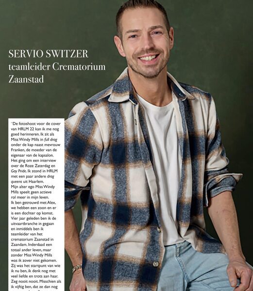 Servio Switzer, ooit als Miss Windy Mills op de cover van HRLM 22