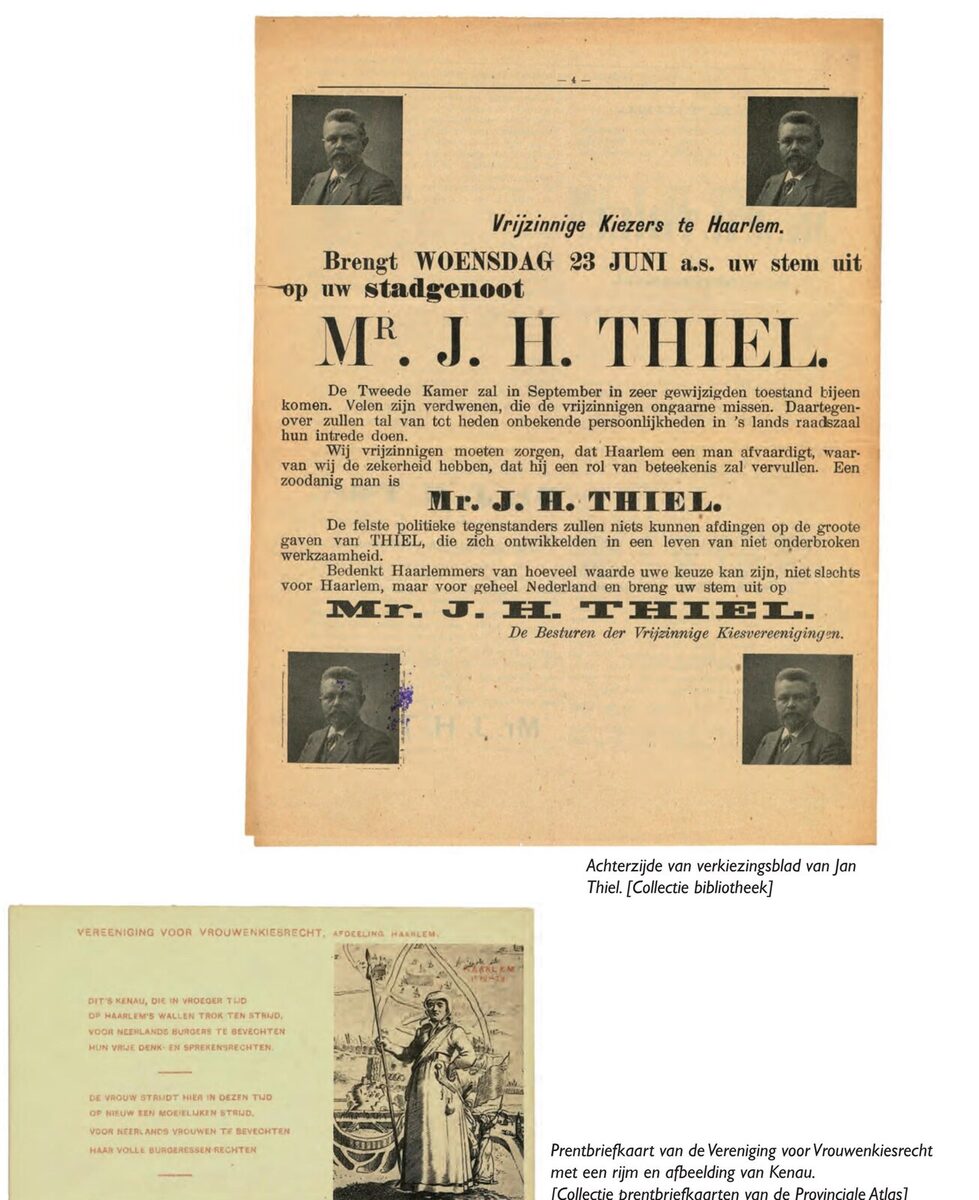 Verkiezingsaffiche voor mr. J.H. Thiel, kandidaat voor de vrijzinnige kiezers te Haarlem